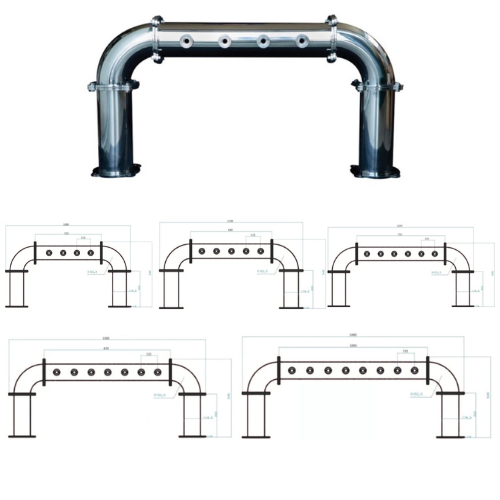 Colonna a Ponte Acciaio Inox 4/5/6/7/8 Vie con Ricircolo