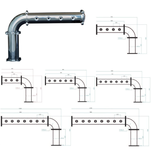 Colonna a Bandiera Acciaio Inox 3/4/5/6/7/8 Vie con Ricircolo